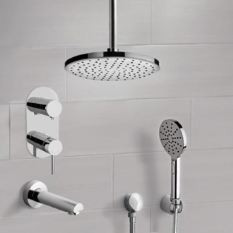 Tub and Shower Faucet Tub and Shower Faucet Set with Handheld and Ceiling Rain Shower Head Remer TSH65